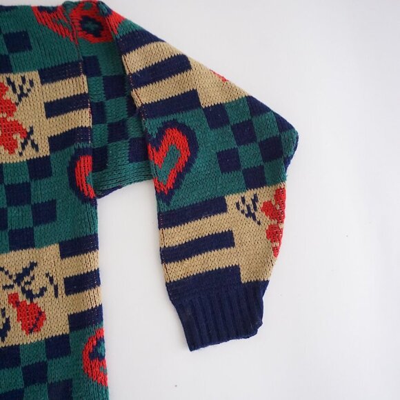 Vintage Cabin Creek Knit Cardigan 90s Grandmacore Preppy Cozy Retro Heart M - Picture 4 of 10